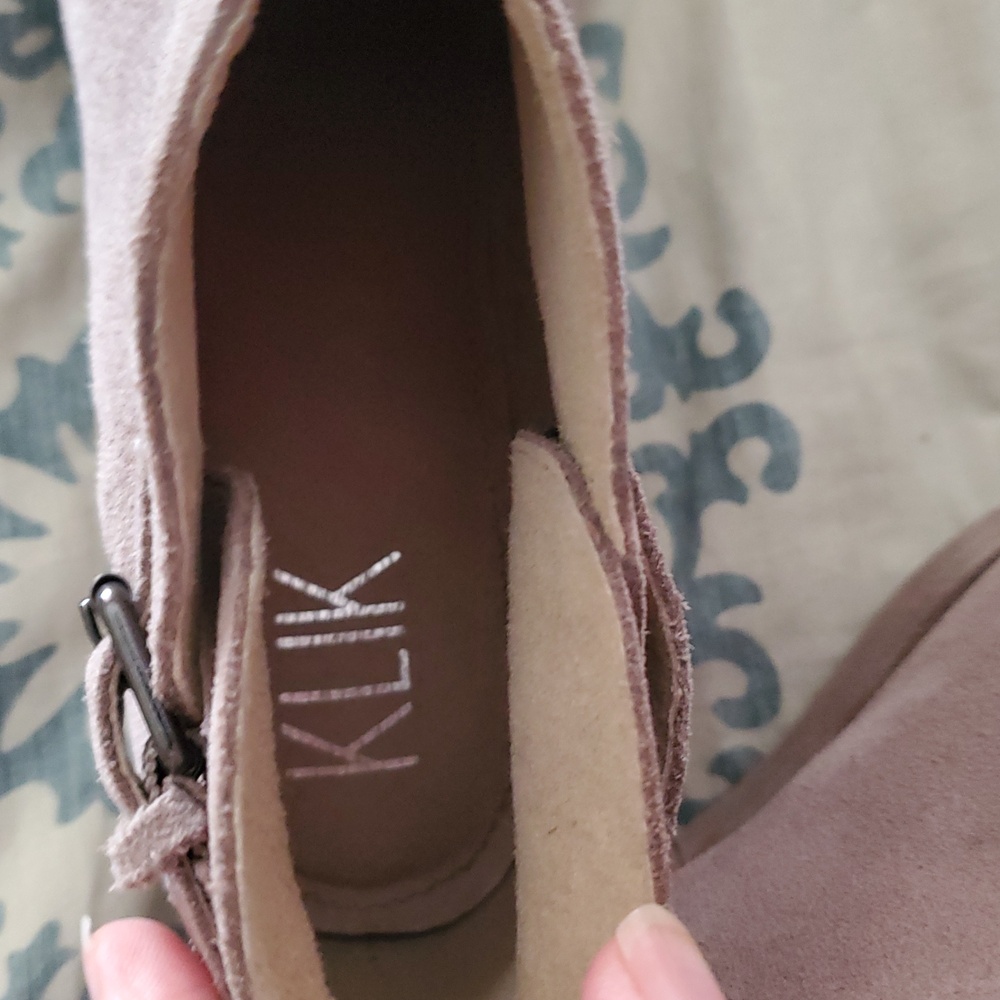 Nordstrom Klik Grey Suede Booties Size 7 - Picture 7 of 11